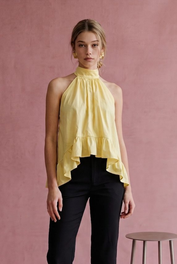 The Avery Halter Top in BUTTER