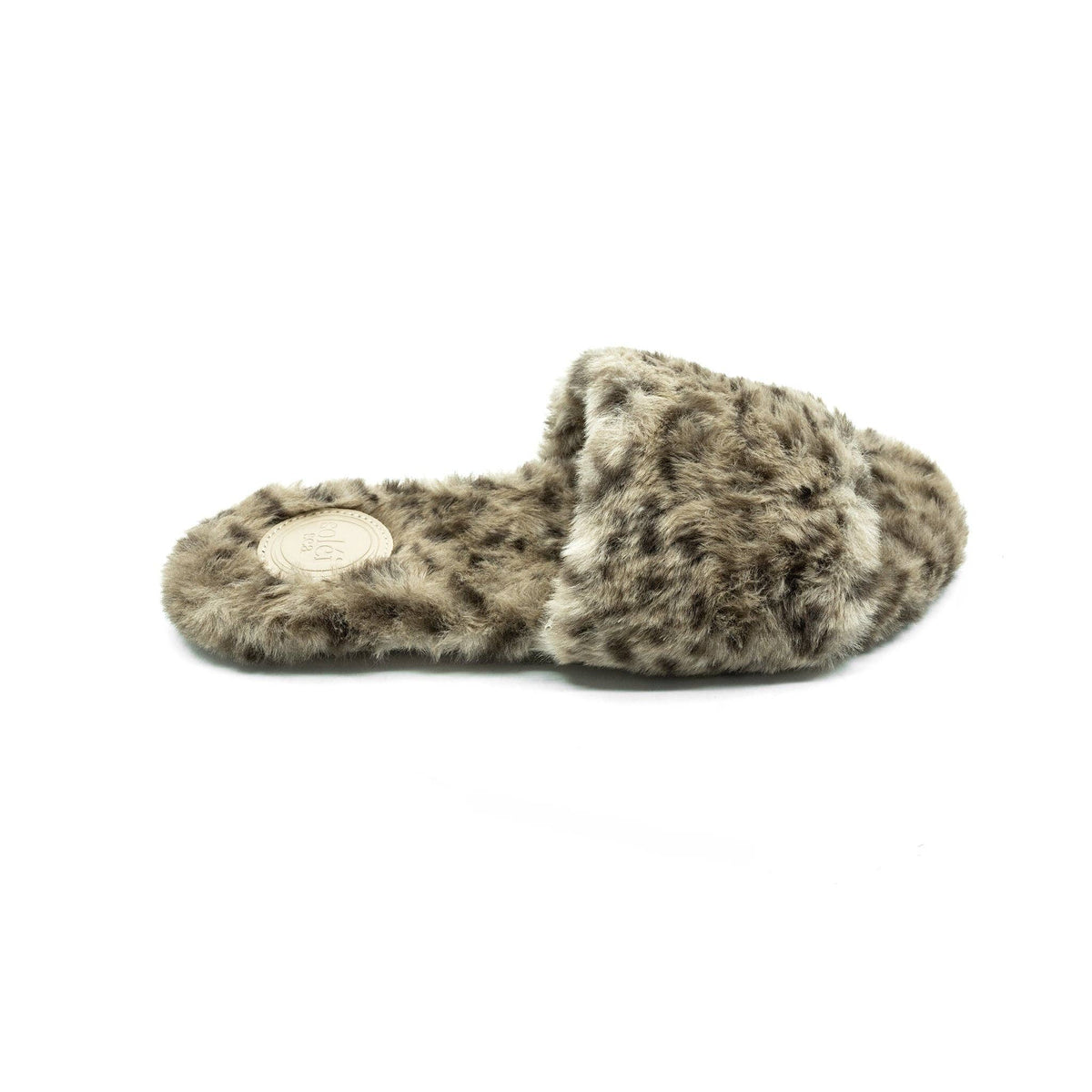 Lucia Snow Leopard Faux Fur Slipper