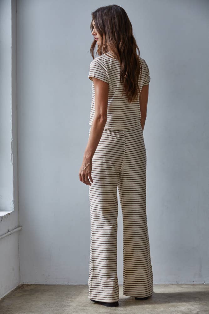 The Sunday Stripe Lounge Top (Mocha)