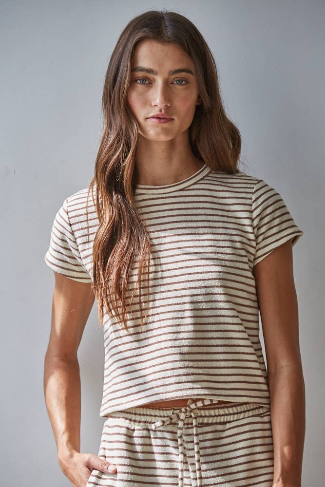 The Sunday Stripe Lounge Top (Mocha)