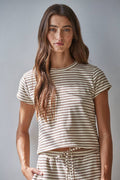 The Sunday Stripe Lounge Top (Mocha)