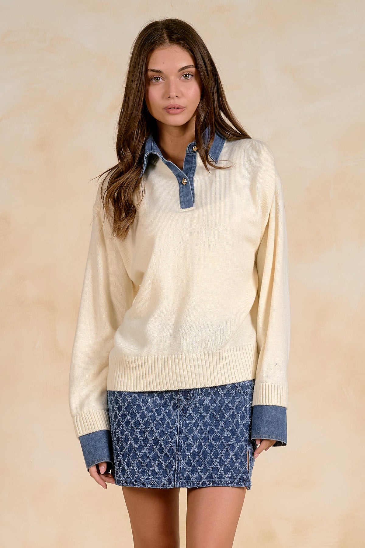The Collins Denim Collar Sweater