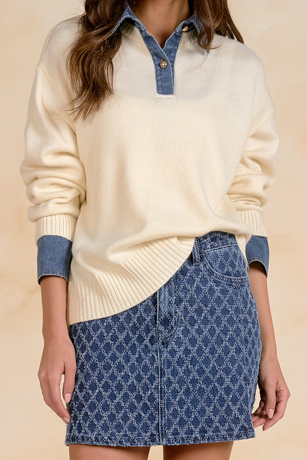 The Collins Denim Collar Sweater