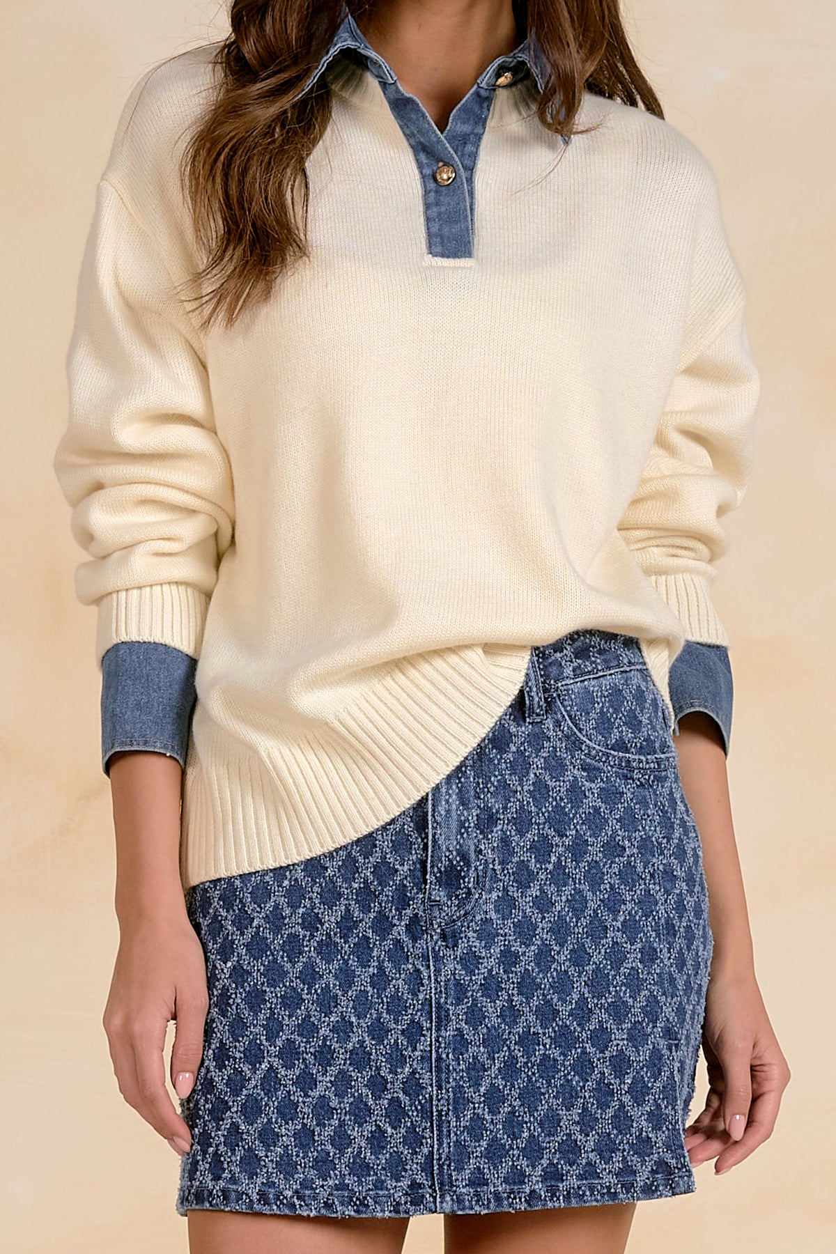 The Collins Denim Collar Sweater