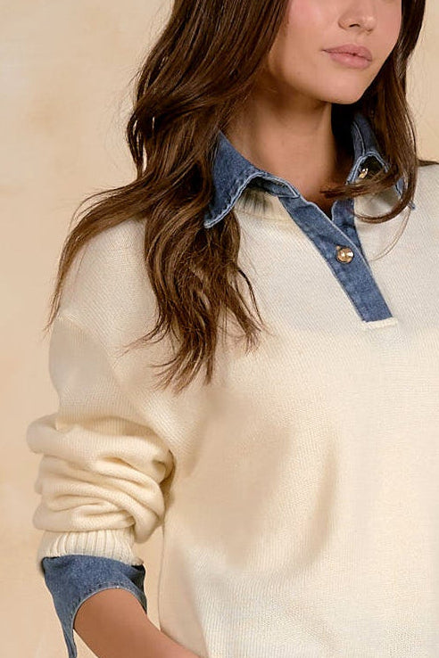 The Collins Denim Collar Sweater