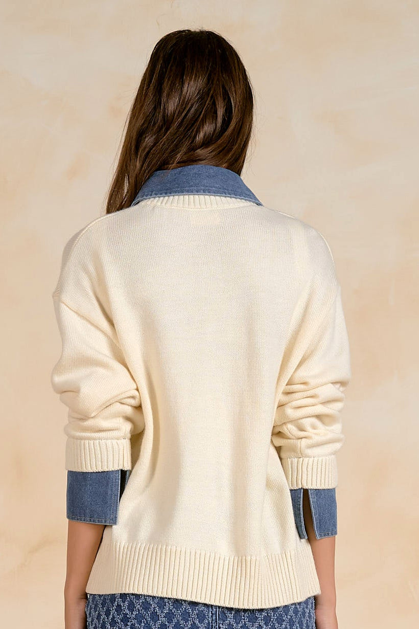 The Collins Denim Collar Sweater