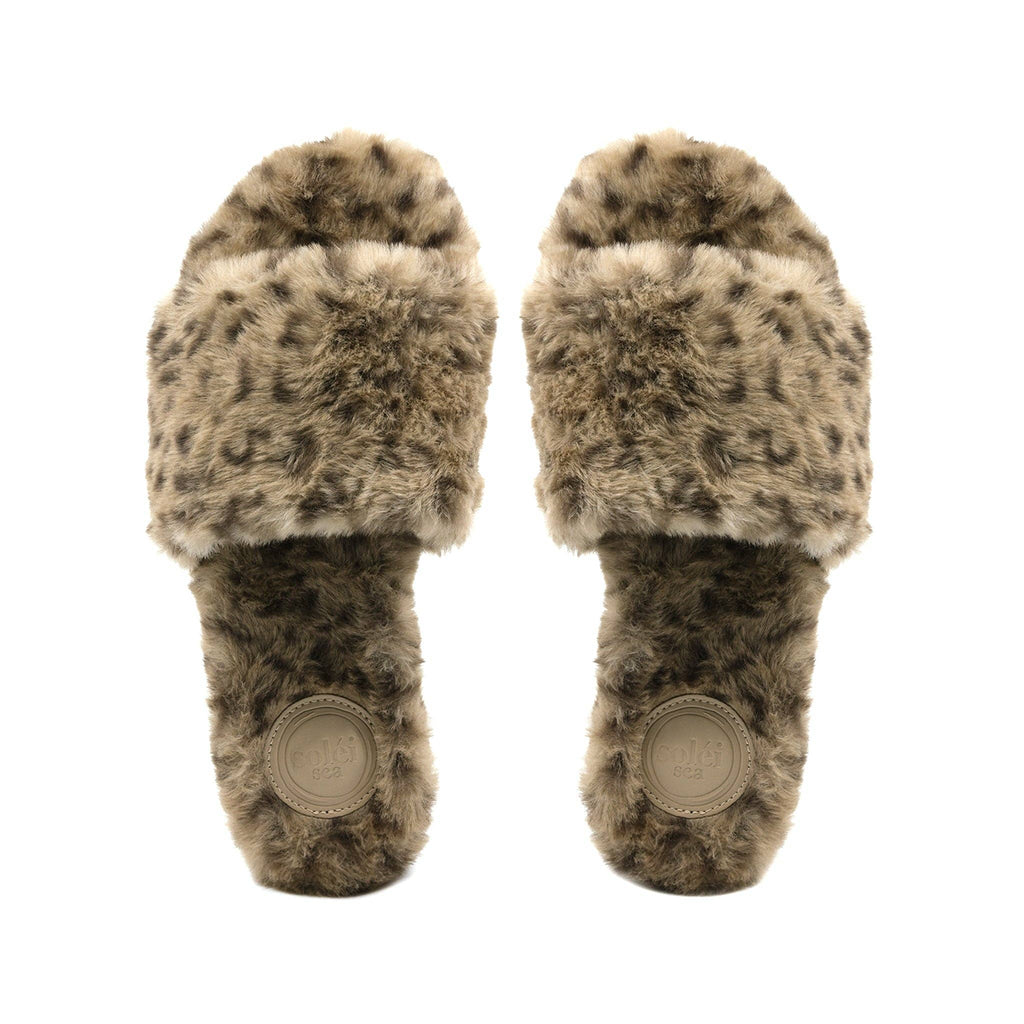 Lucia Snow Leopard Faux Fur Slipper