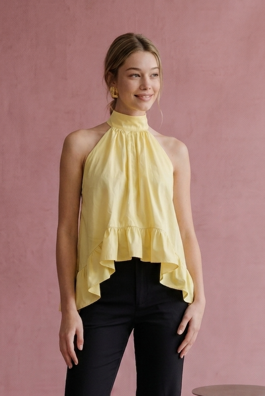 The Avery Halter Top in BUTTER