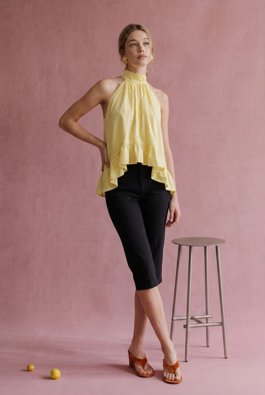 The Avery Halter Top in BUTTER