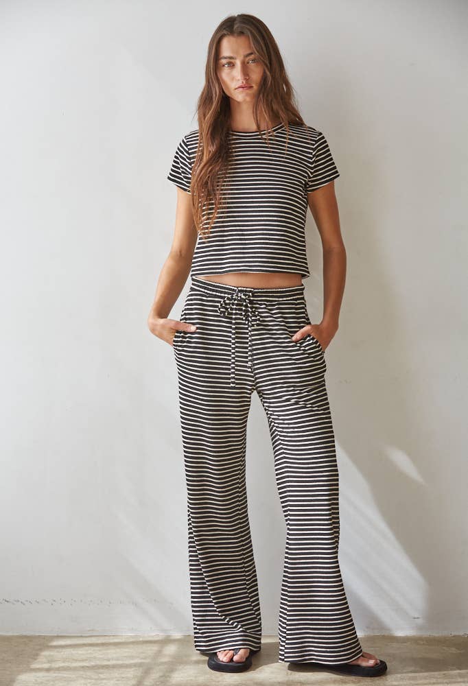 The Sunday Stripe Lounge Pants (Black)