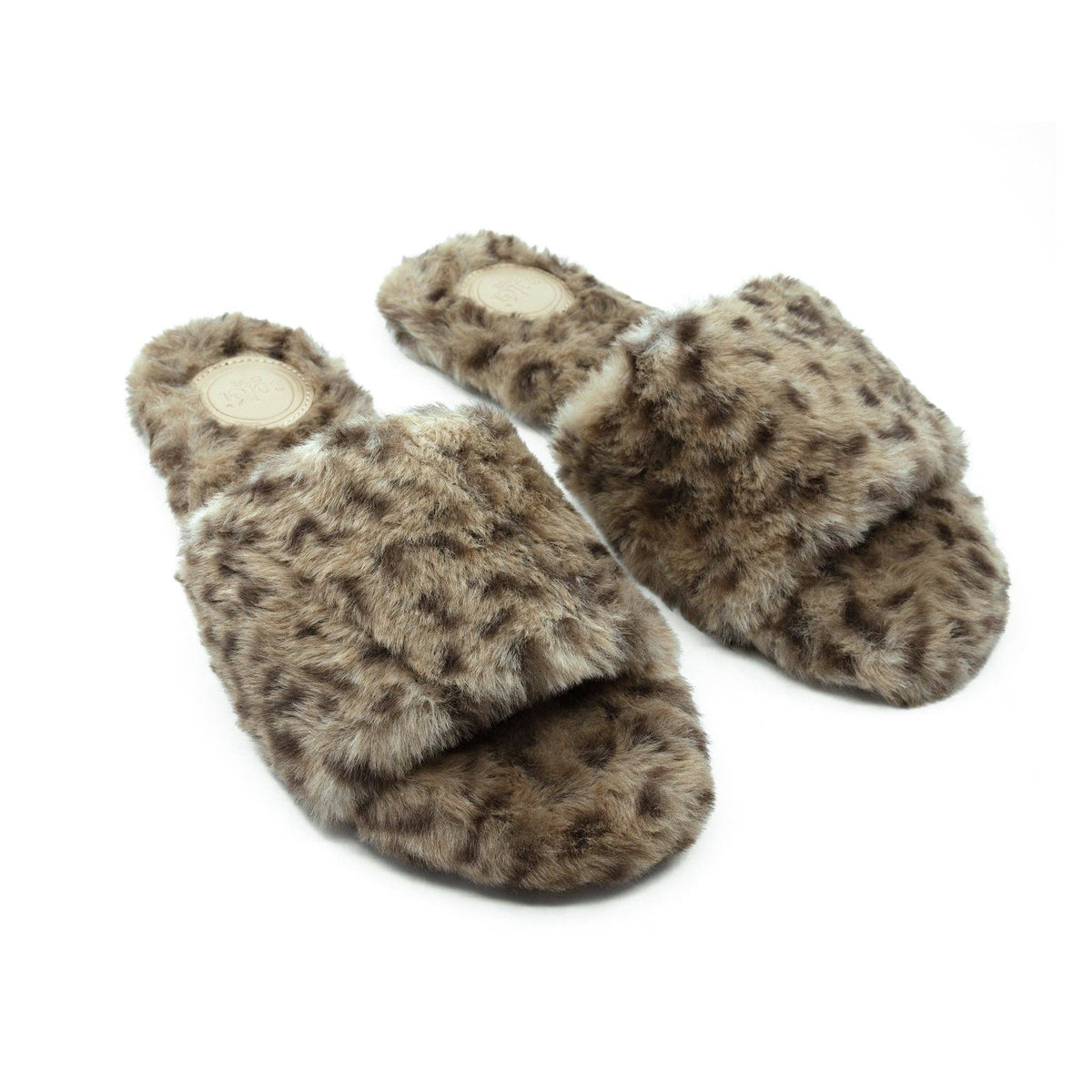 Lucia Snow Leopard Faux Fur Slipper