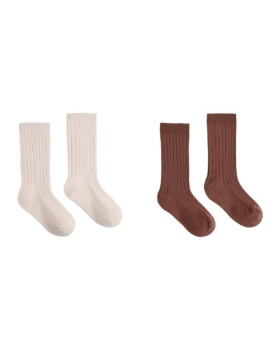 Ribbed Socks, 2-Pack Petal, Mulberry